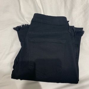 just black, black ruffle skinny jean